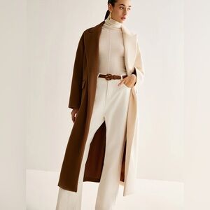 Two-Tone Slit Tweed Long Coat